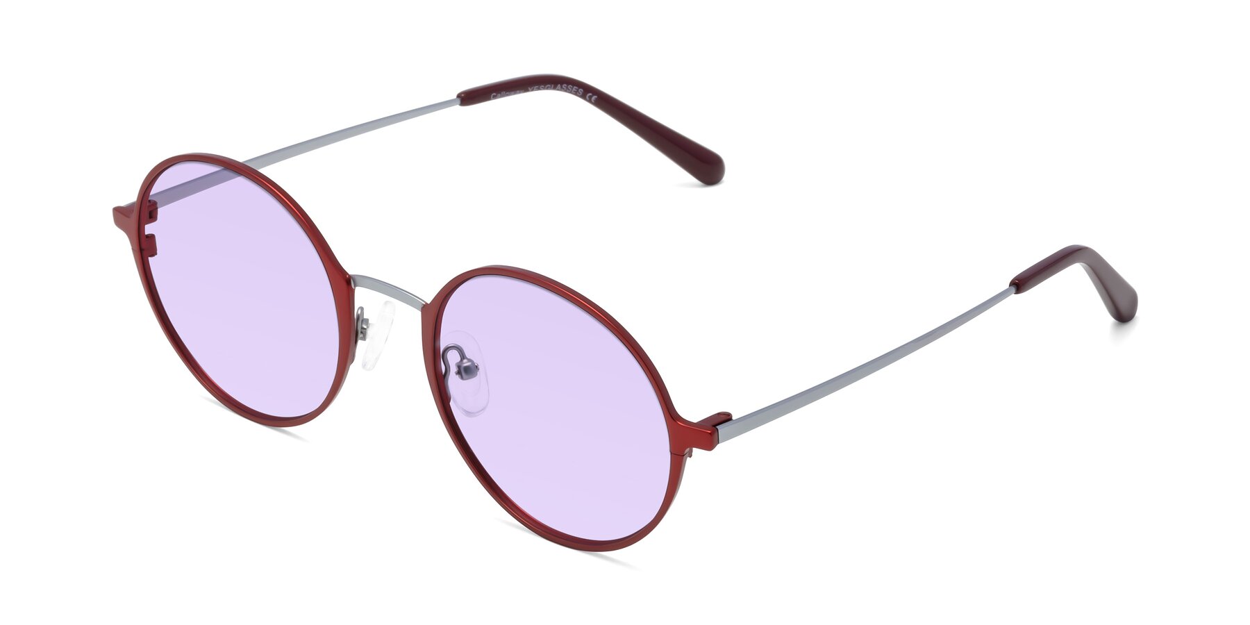 Angle of Calloway in Wine-Silver with Light Purple Tinted Lenses