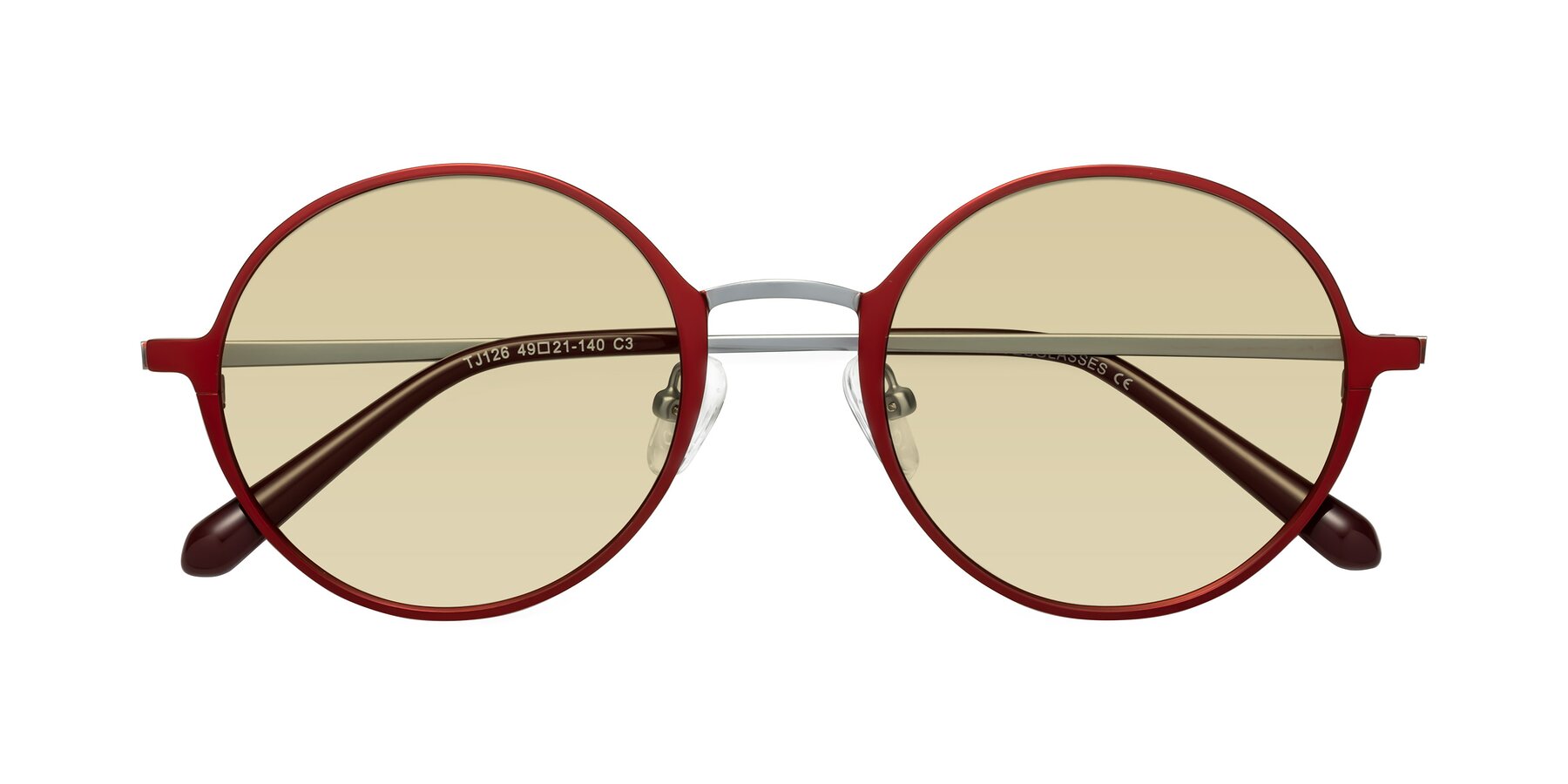 Folded Front of Calloway in Wine-Silver with Light Champagne Tinted Lenses