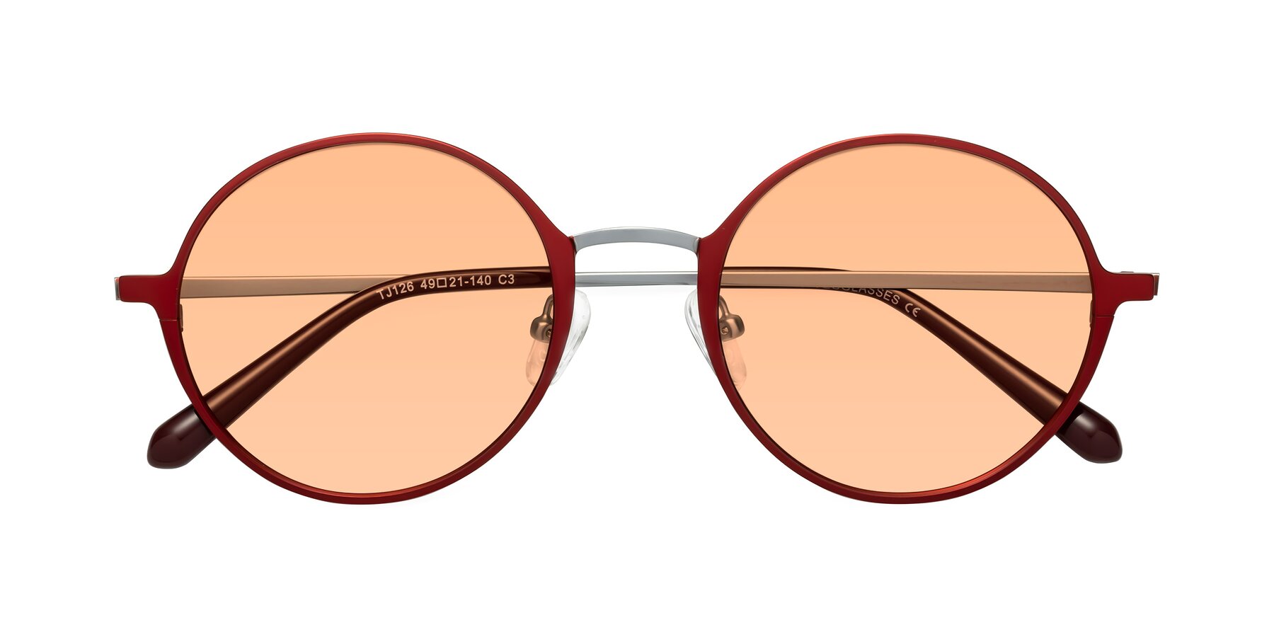 Folded Front of Calloway in Wine-Silver with Light Orange Tinted Lenses