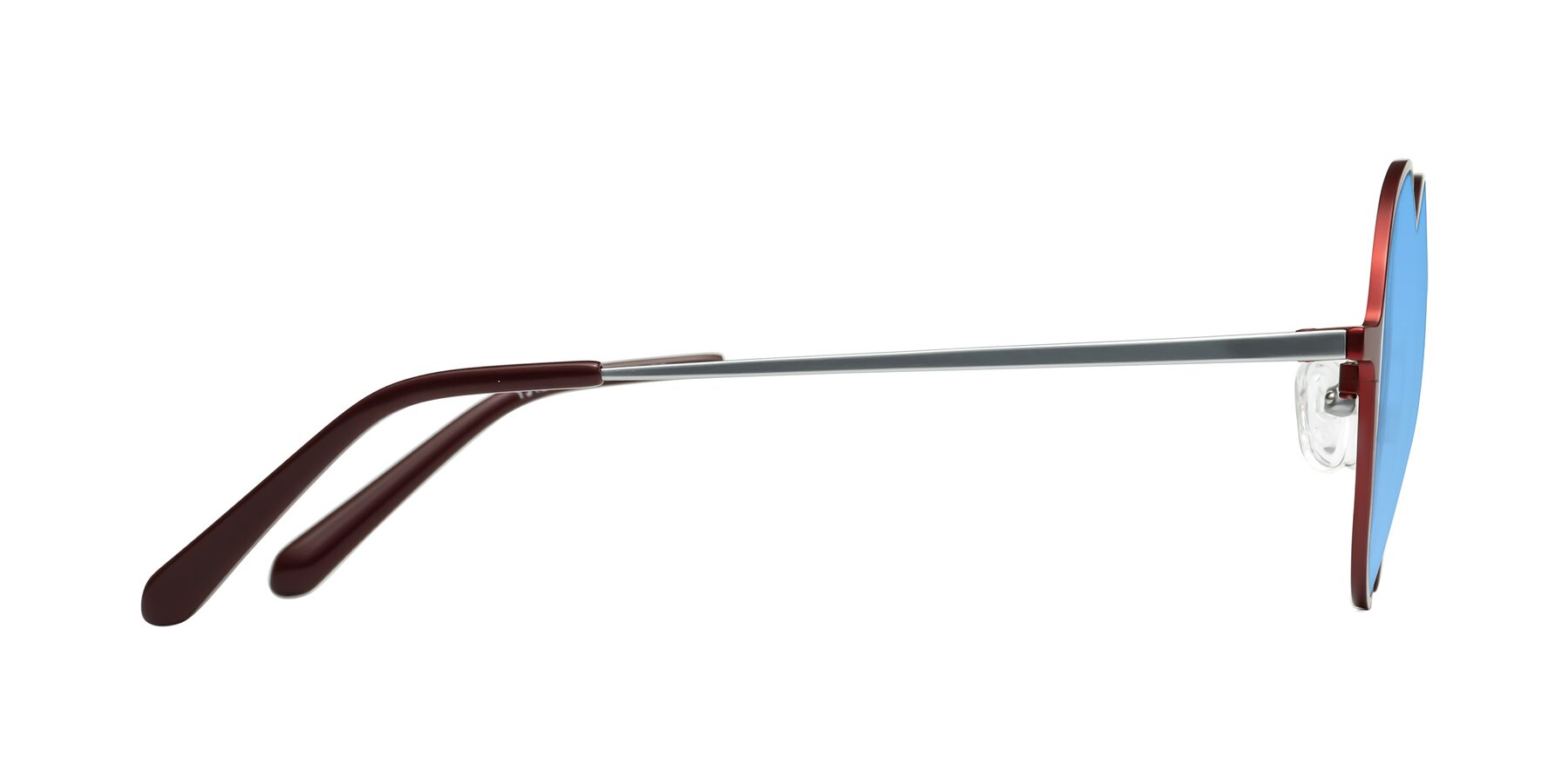 Side of Calloway in Wine-Silver with Medium Blue Tinted Lenses