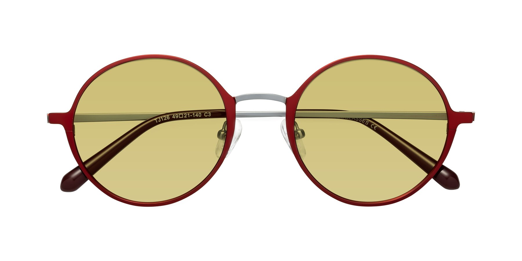 Folded Front of Calloway in Wine-Silver with Medium Champagne Tinted Lenses