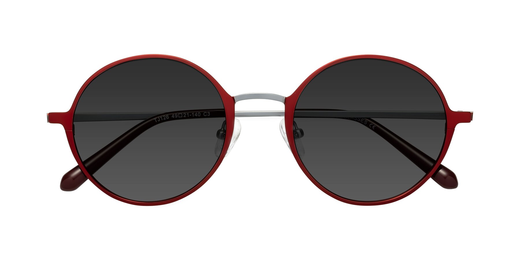 Folded Front of Calloway in Wine-Silver with Gray Tinted Lenses