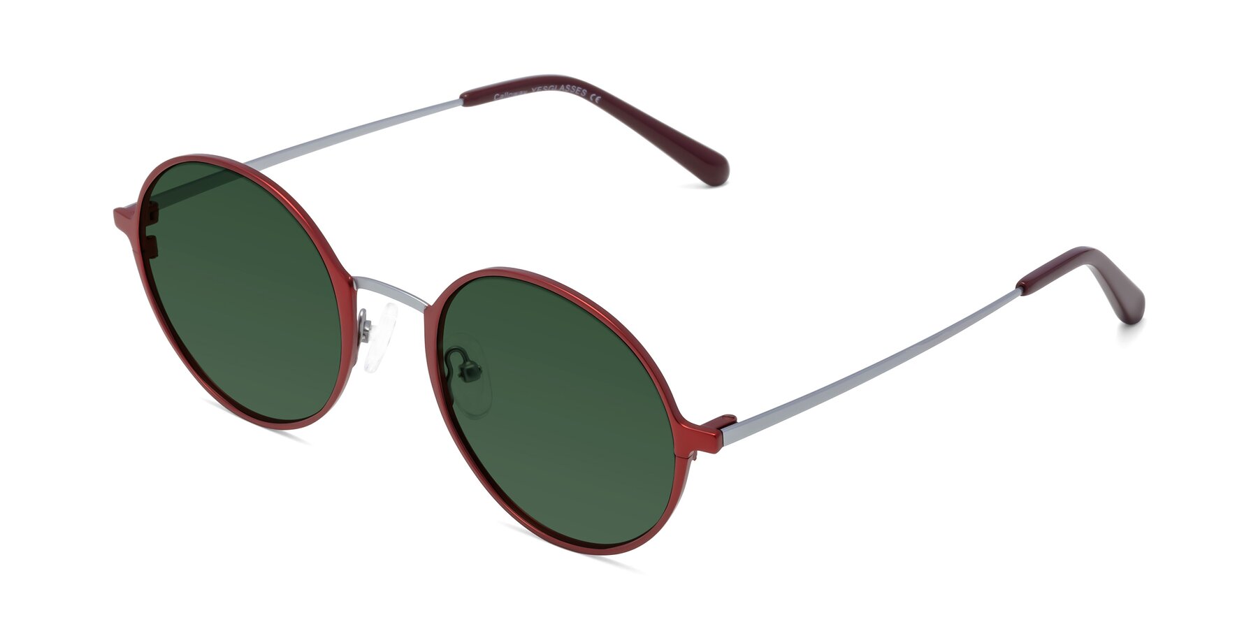 Angle of Calloway in Wine-Silver with Green Tinted Lenses