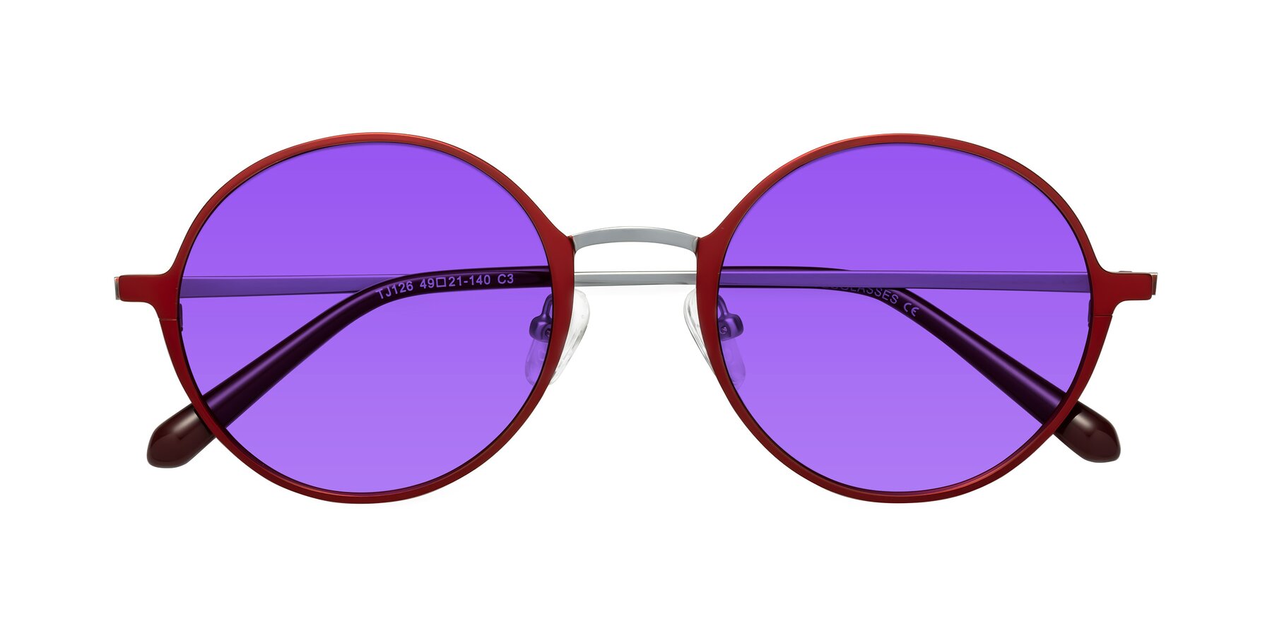 Folded Front of Calloway in Wine-Silver with Purple Tinted Lenses