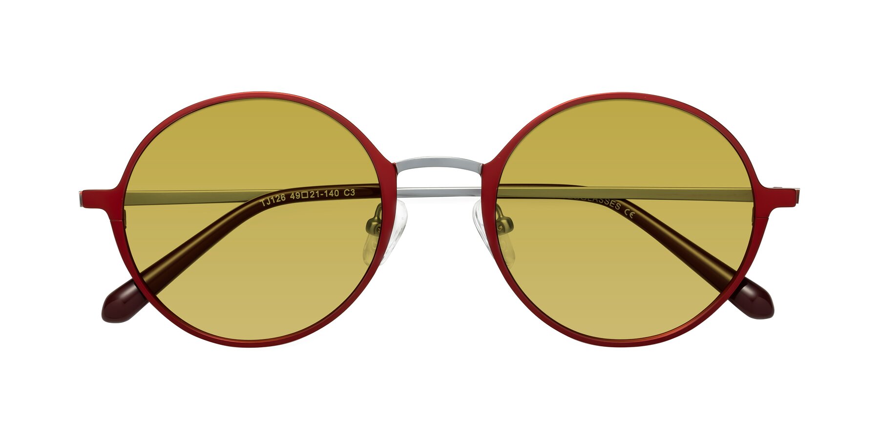 Folded Front of Calloway in Wine-Silver with Champagne Tinted Lenses
