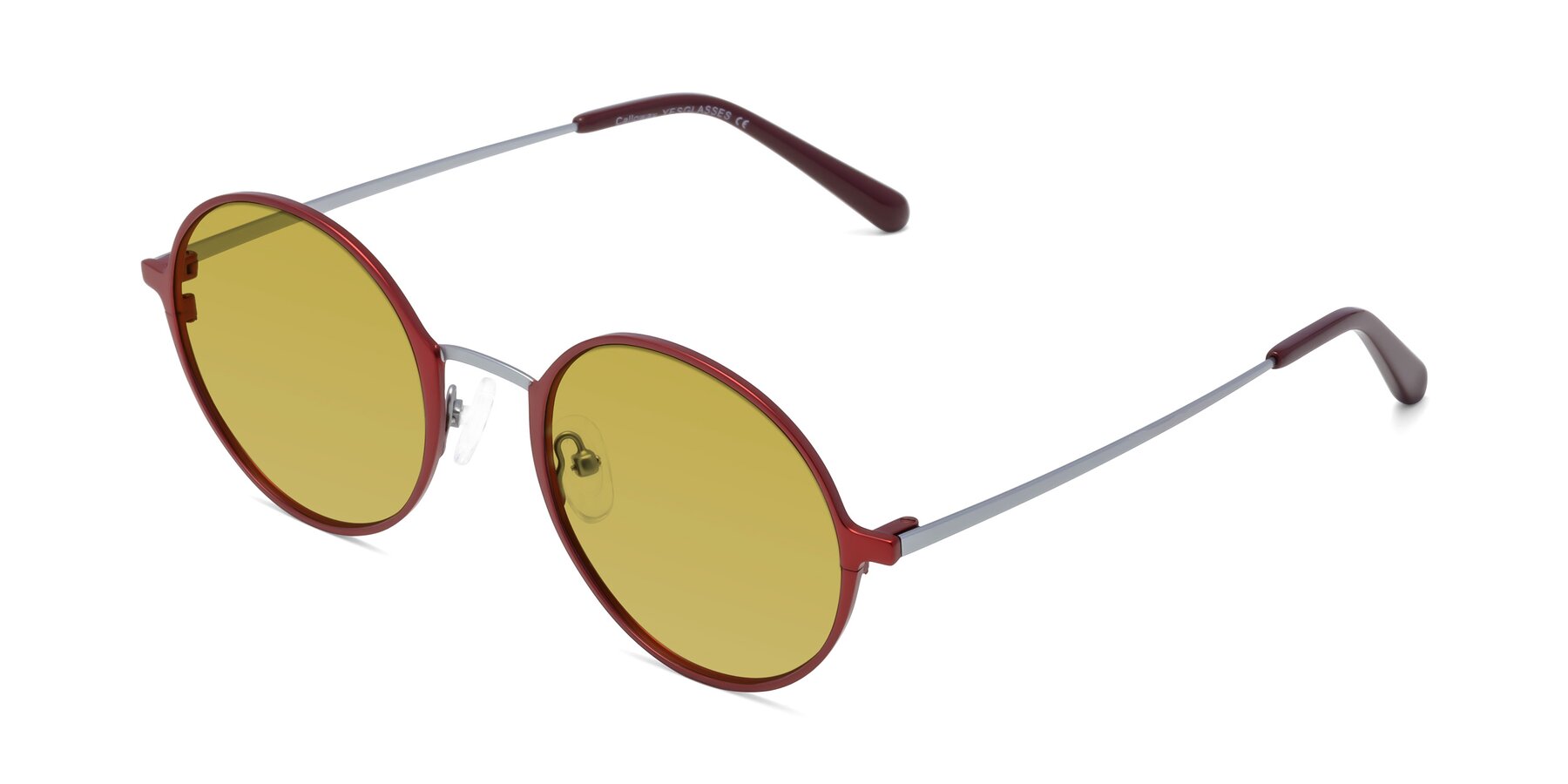 Angle of Calloway in Wine-Silver with Champagne Tinted Lenses