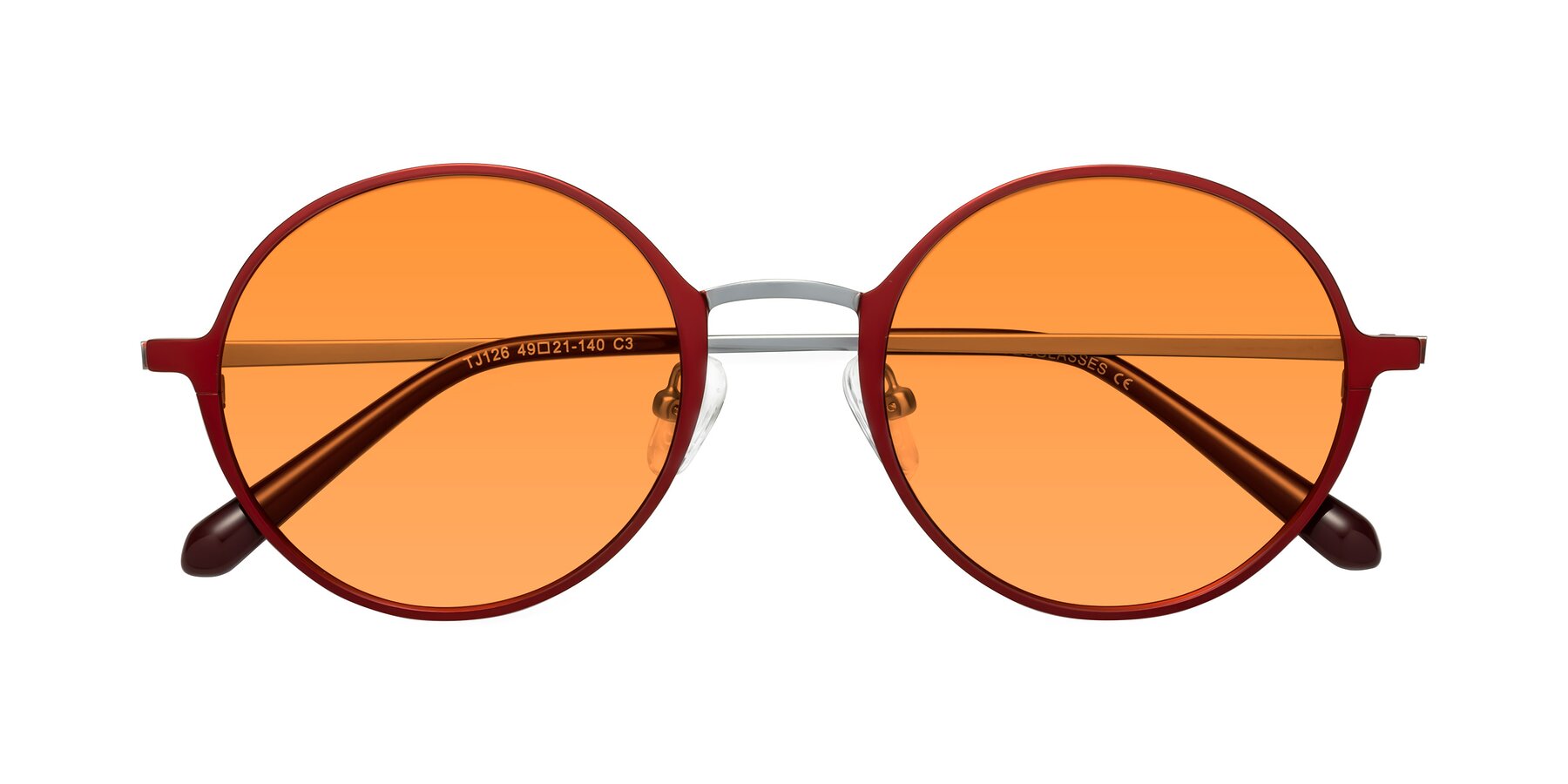 Folded Front of Calloway in Wine-Silver with Orange Tinted Lenses