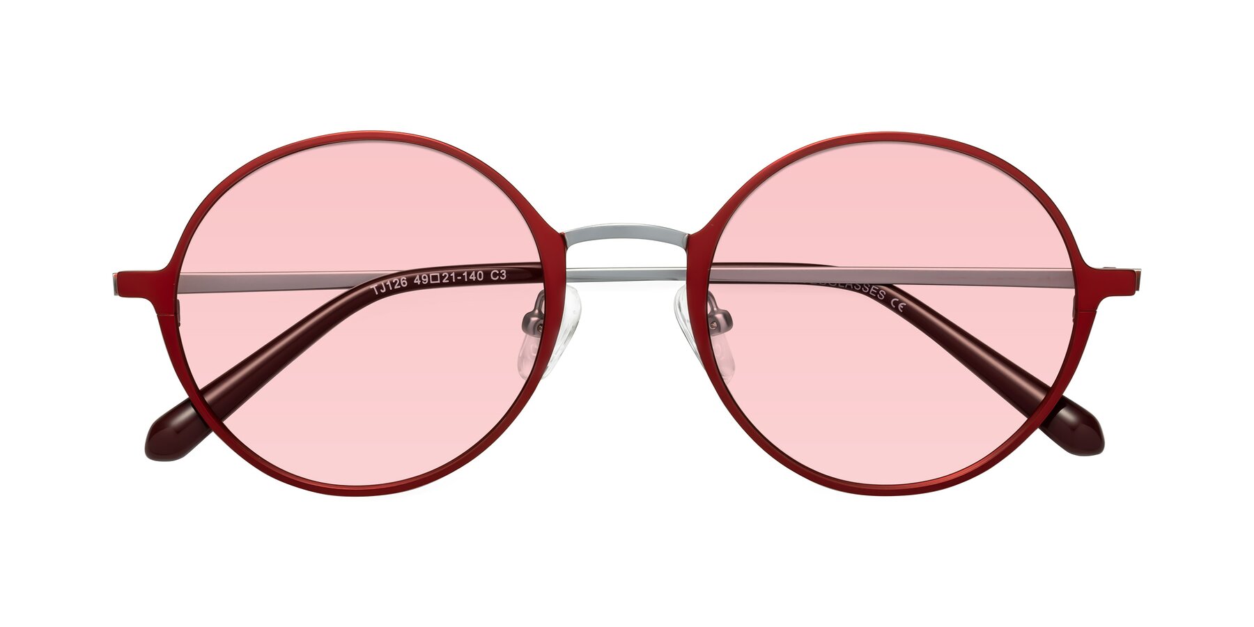 Folded Front of Calloway in Wine-Silver with Light Garnet Tinted Lenses