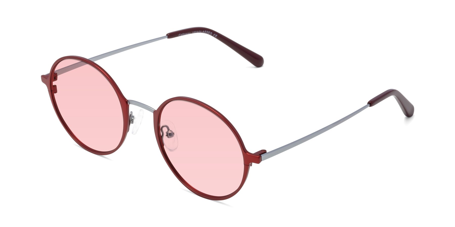 Angle of Calloway in Wine-Silver with Light Garnet Tinted Lenses