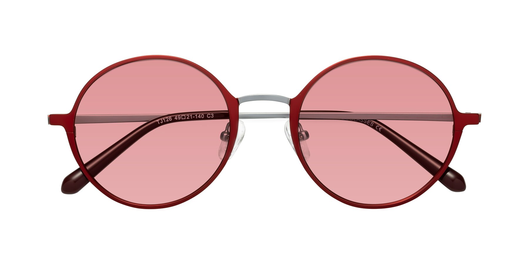 Folded Front of Calloway in Wine-Silver with Medium Garnet Tinted Lenses