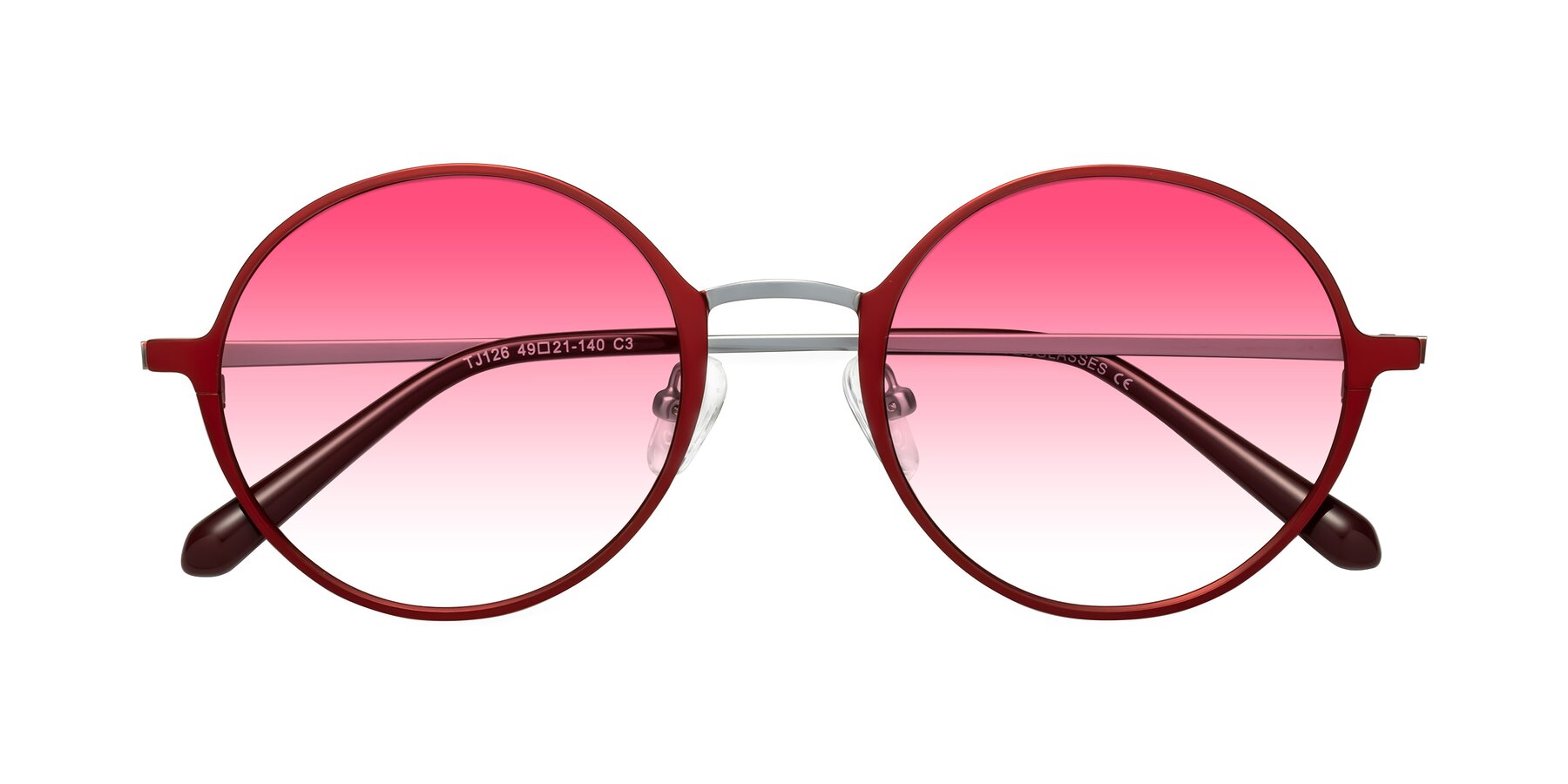 Folded Front of Calloway in Wine-Silver with Pink Gradient Lenses