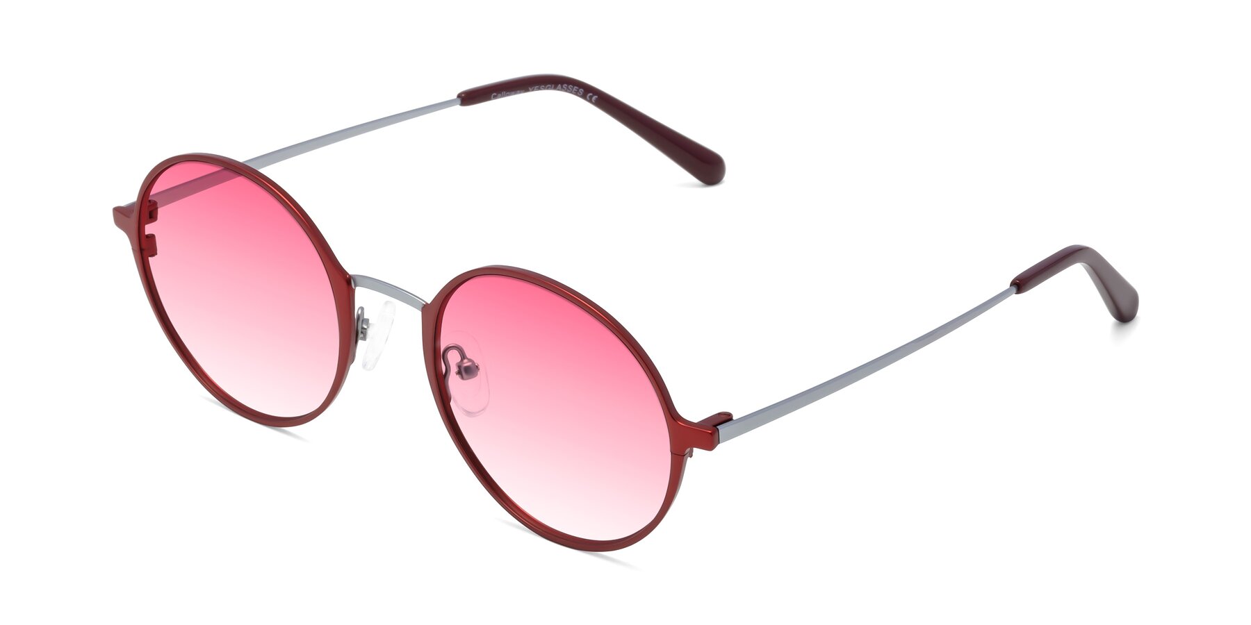 Angle of Calloway in Wine-Silver with Pink Gradient Lenses
