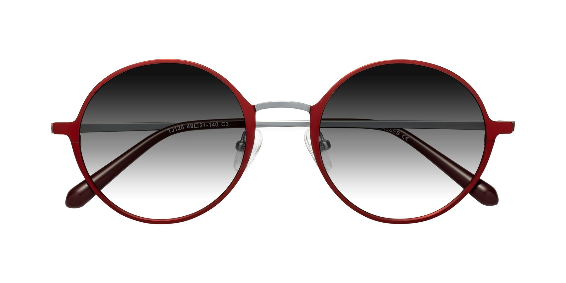 Folded Front of Calloway in Wine-Silver with Gray Gradient Lenses