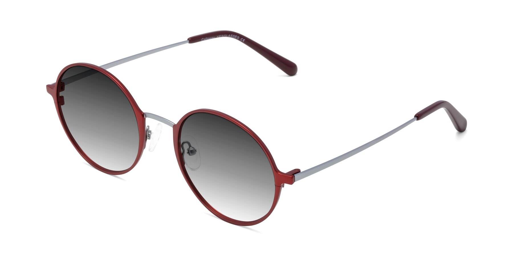 Angle of Calloway in Wine-Silver with Gray Gradient Lenses