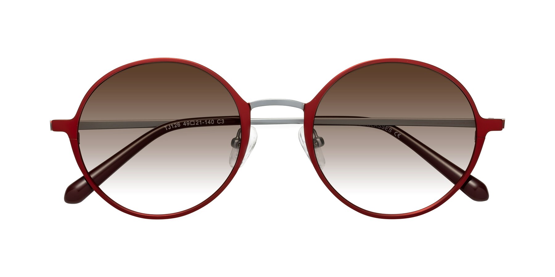 Folded Front of Calloway in Wine-Silver with Brown Gradient Lenses