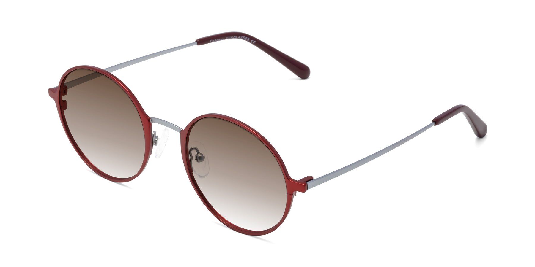 Angle of Calloway in Wine-Silver with Brown Gradient Lenses