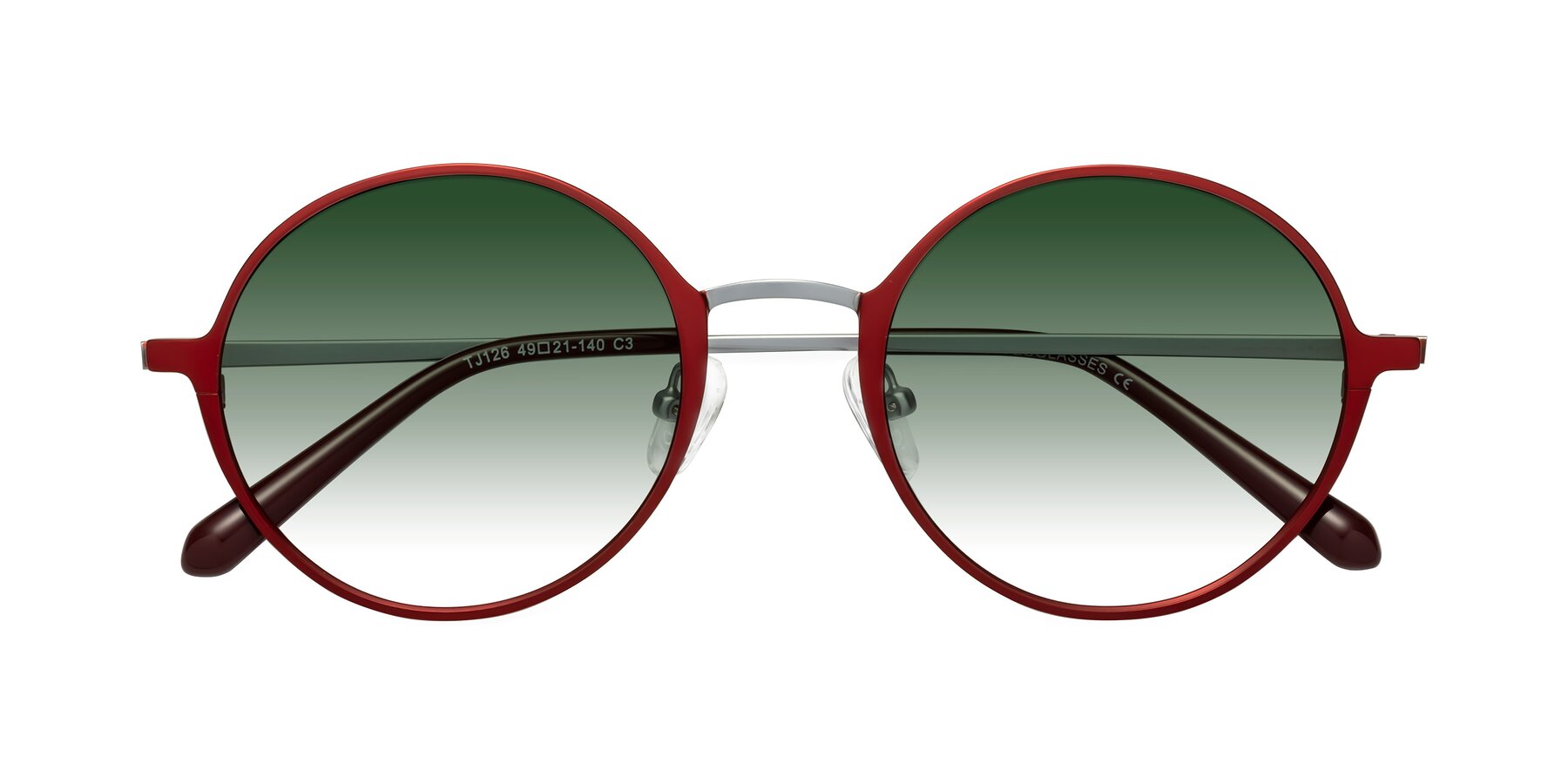 Folded Front of Calloway in Wine-Silver with Green Gradient Lenses