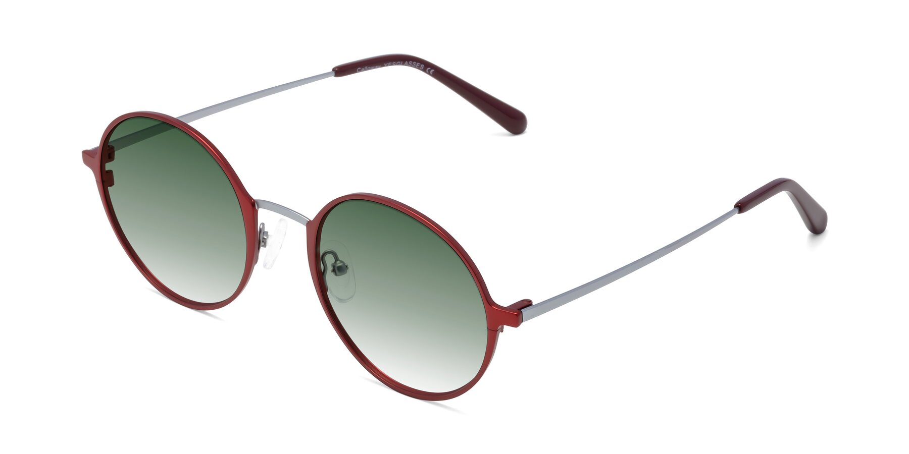 Angle of Calloway in Wine-Silver with Green Gradient Lenses