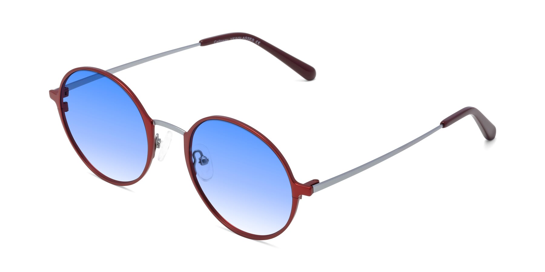 Angle of Calloway in Wine-Silver with Blue Gradient Lenses