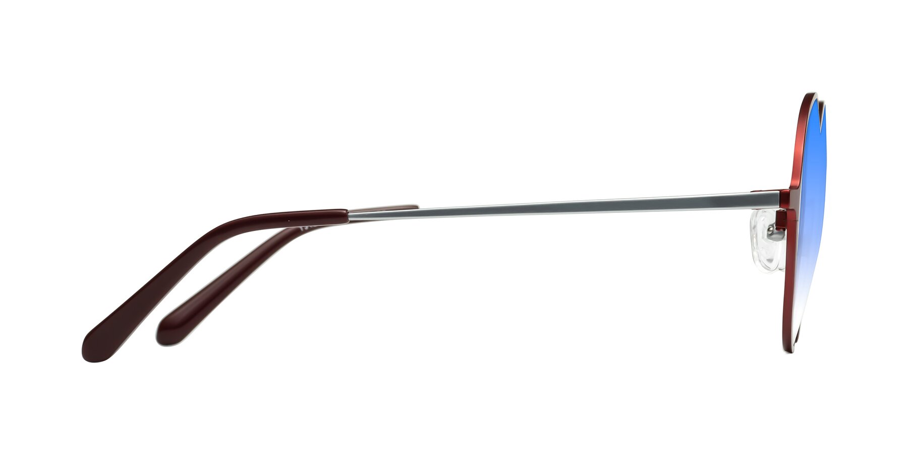 Side of Calloway in Wine-Silver with Blue Gradient Lenses