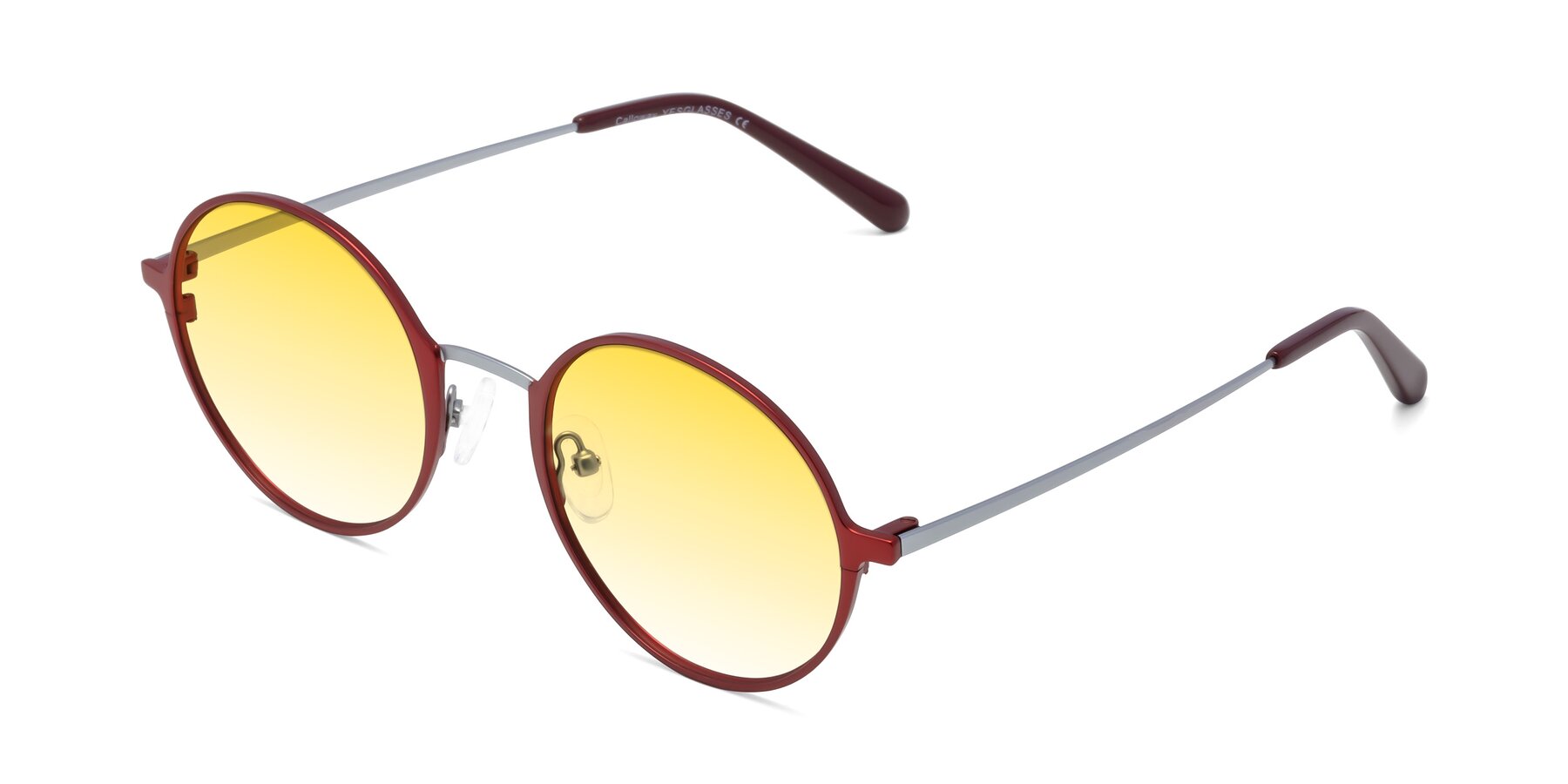 Angle of Calloway in Wine-Silver with Yellow Gradient Lenses