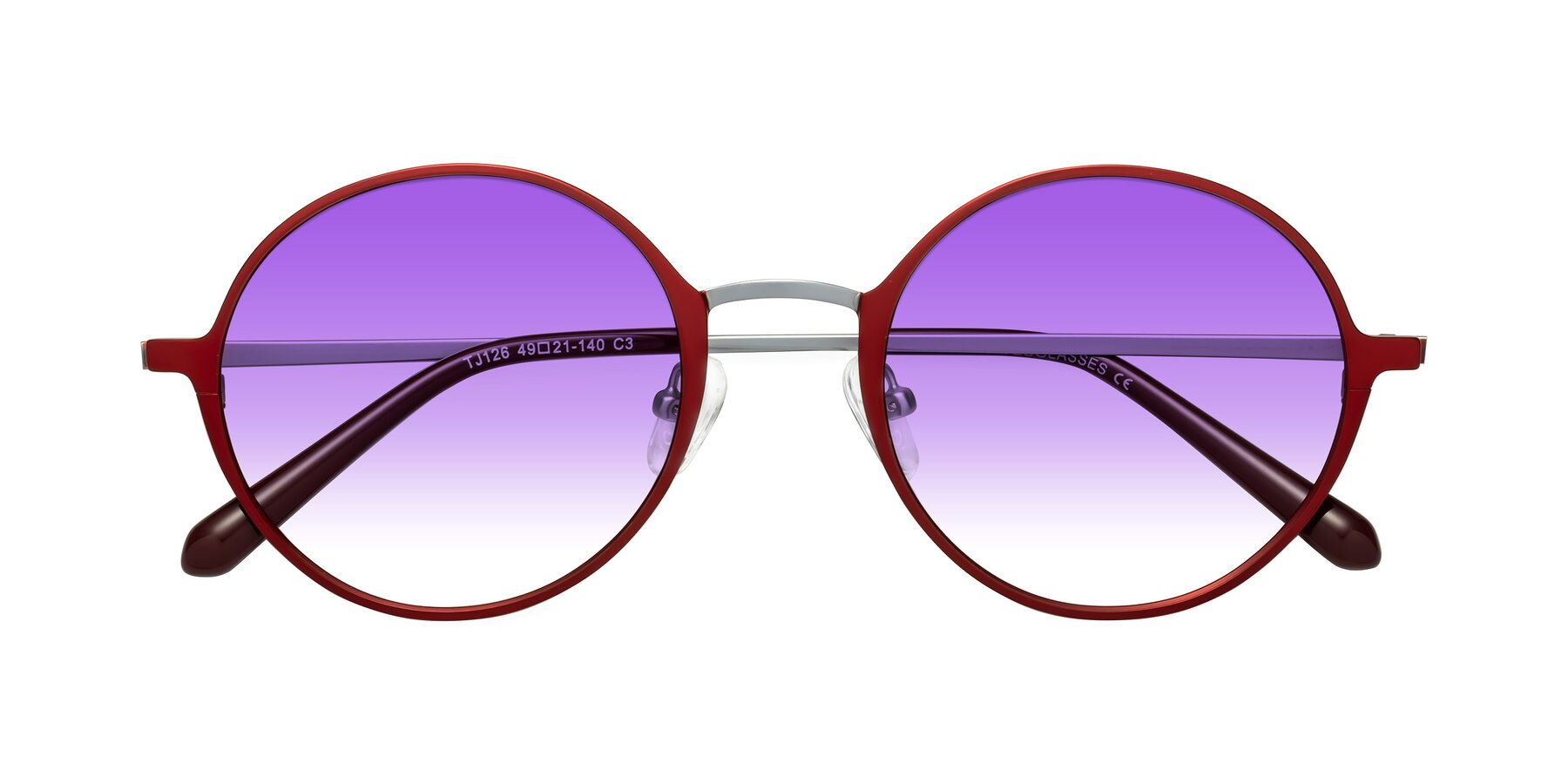 Folded Front of Calloway in Wine-Silver with Purple Gradient Lenses