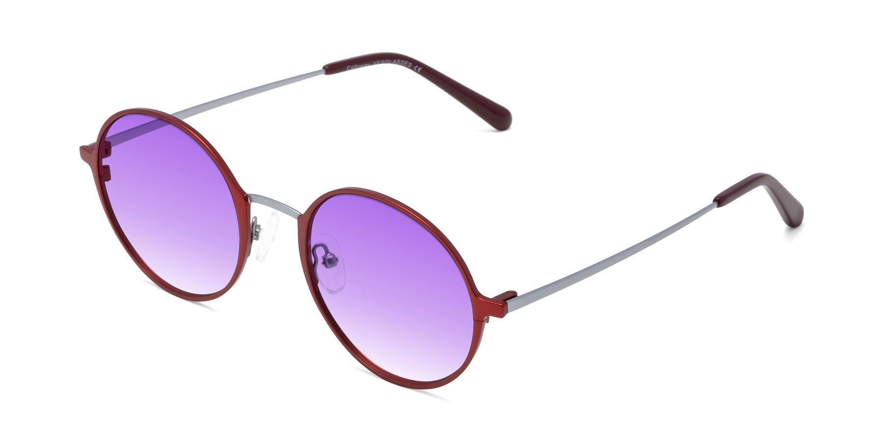 Angle of Calloway in Wine-Silver with Purple Gradient Lenses