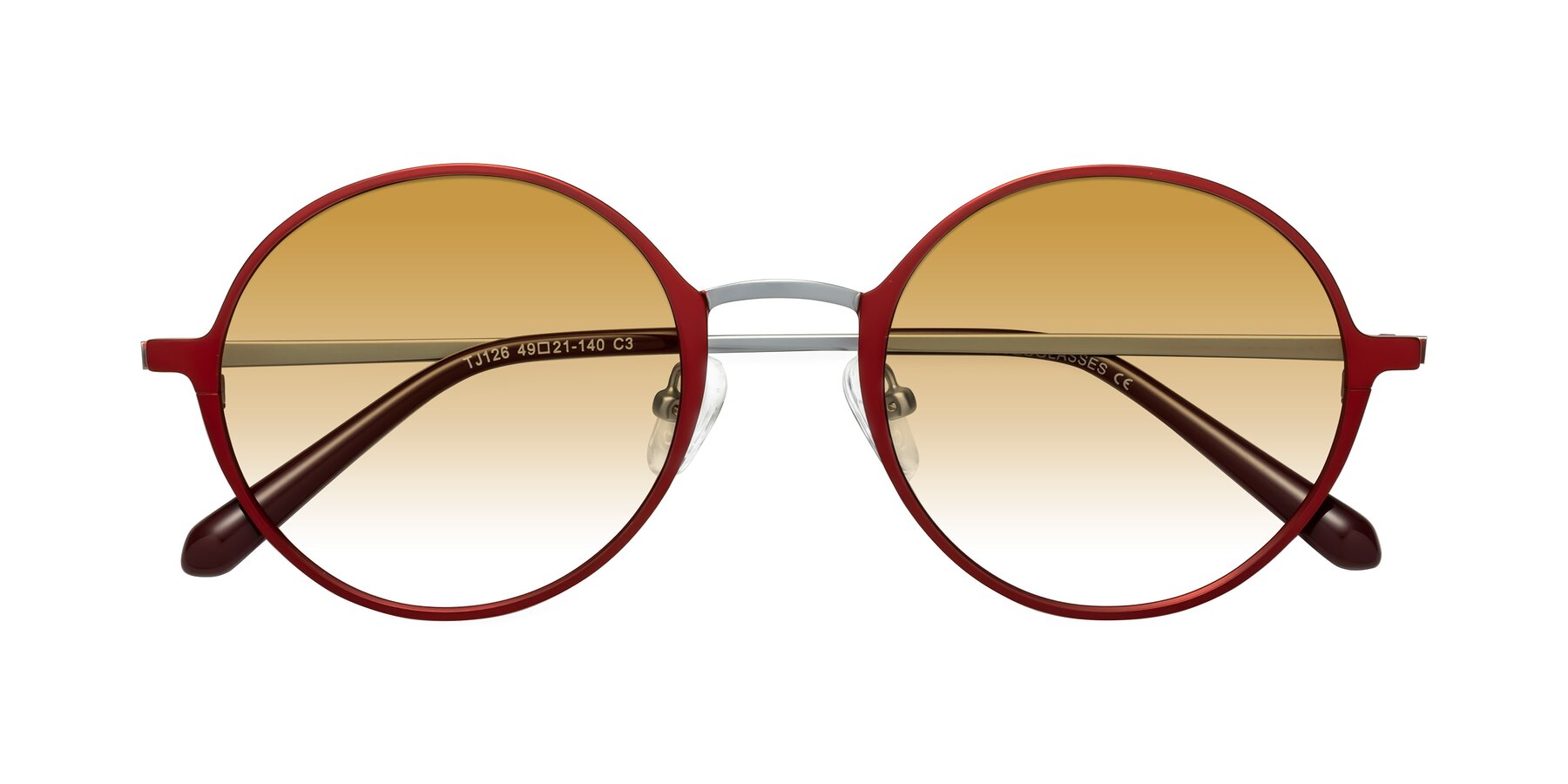 Folded Front of Calloway in Wine-Silver with Champagne Gradient Lenses