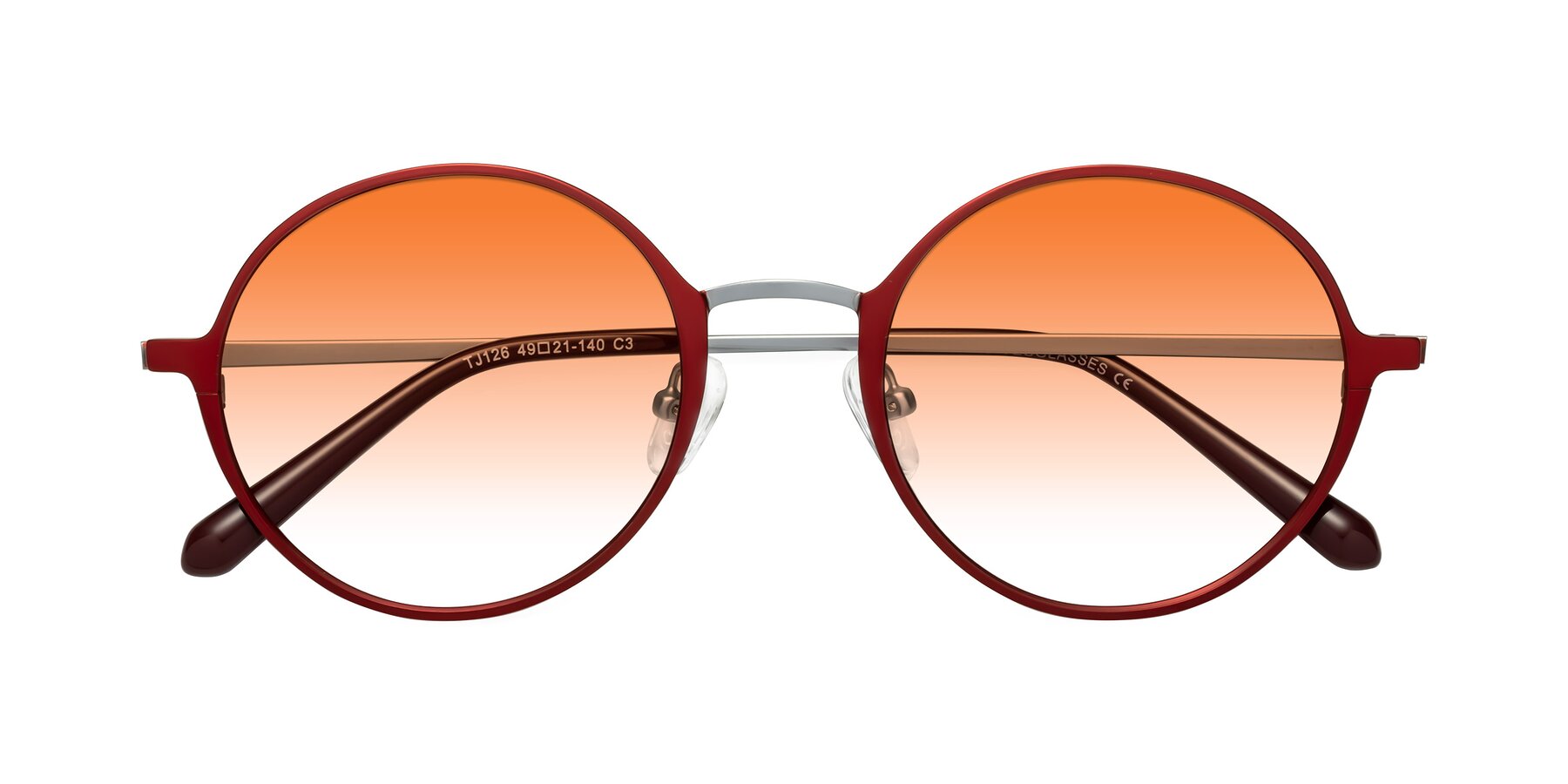 Folded Front of Calloway in Wine-Silver with Orange Gradient Lenses