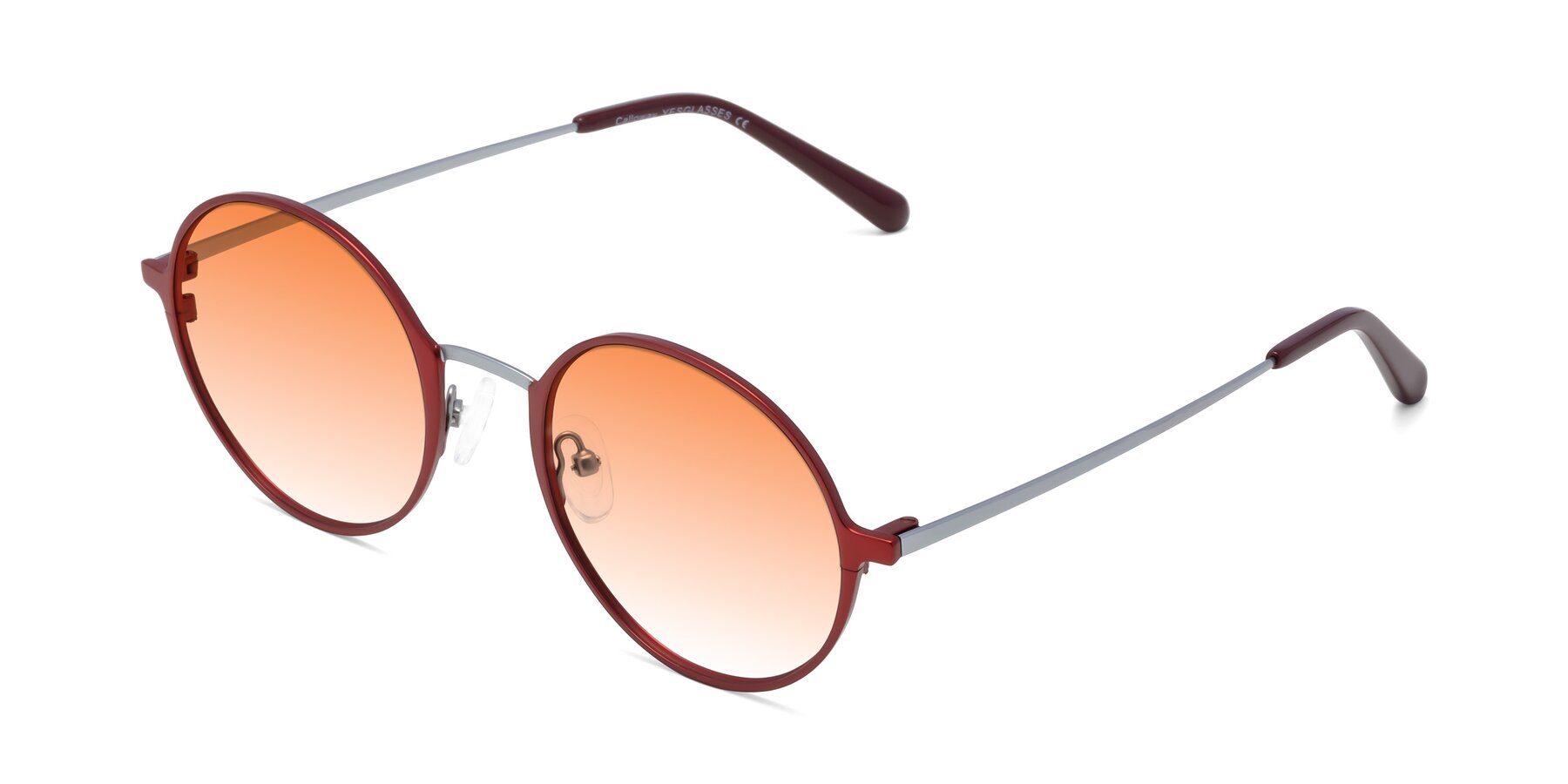 Angle of Calloway in Wine-Silver with Orange Gradient Lenses