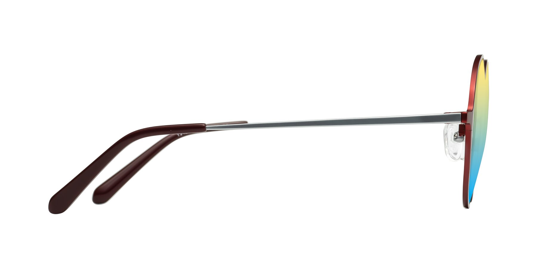 Side of Calloway in Wine-Silver with Yellow / Blue Gradient Lenses