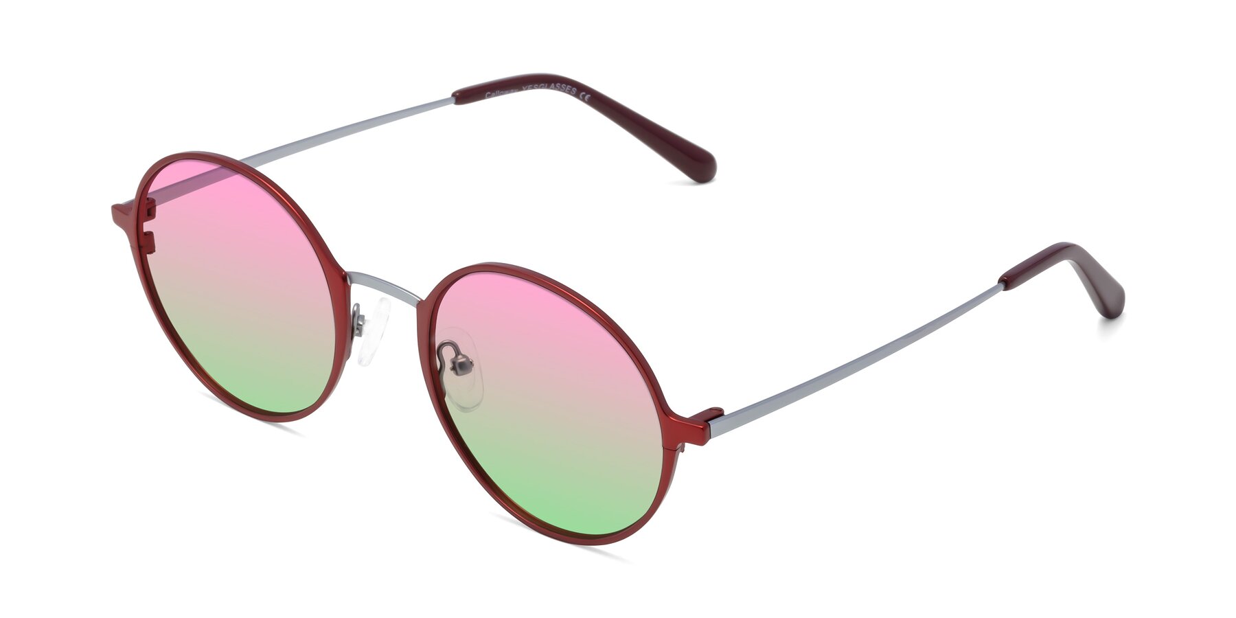 Angle of Calloway in Wine-Silver with Pink / Green Gradient Lenses