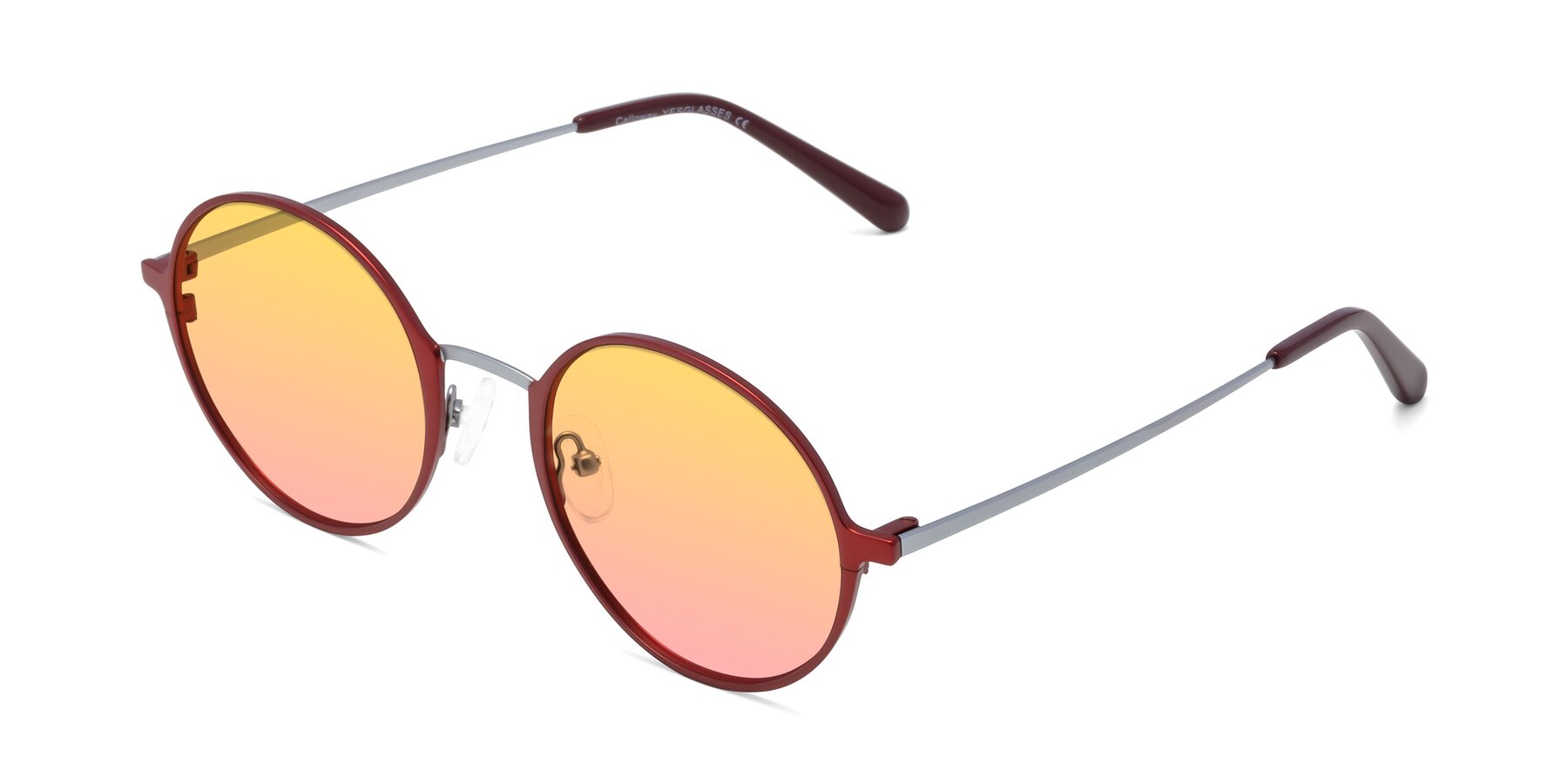 Angle of Calloway in Wine-Silver with Yellow / Pink Gradient Lenses