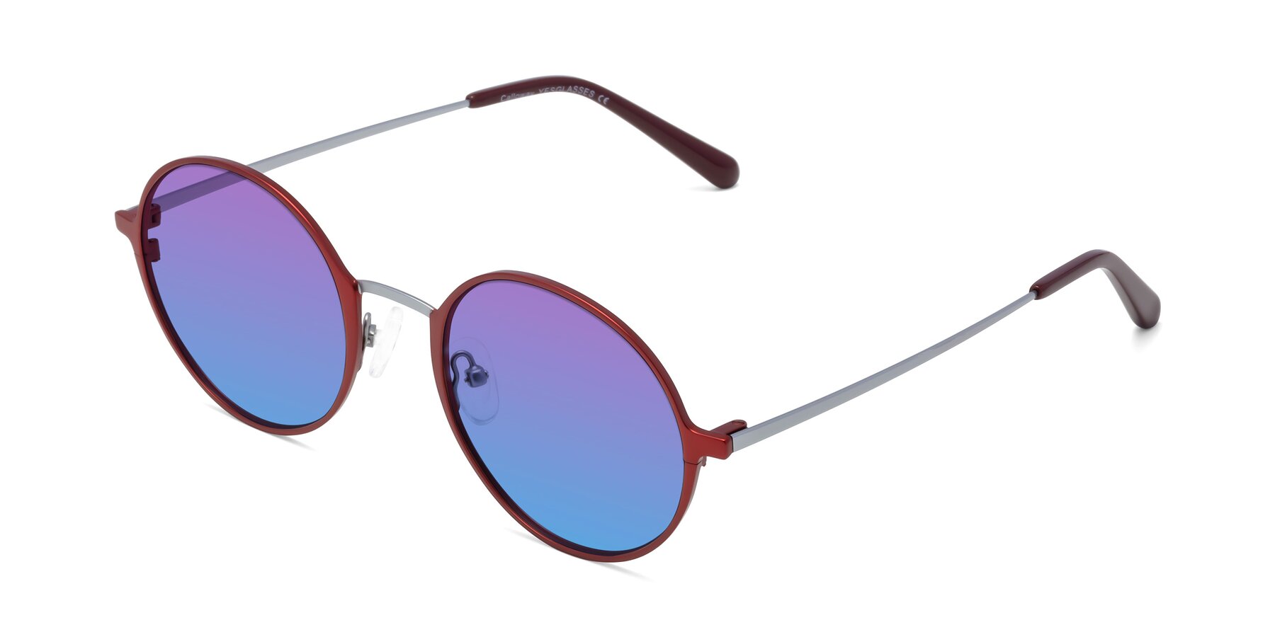 Angle of Calloway in Wine-Silver with Purple / Blue Gradient Lenses
