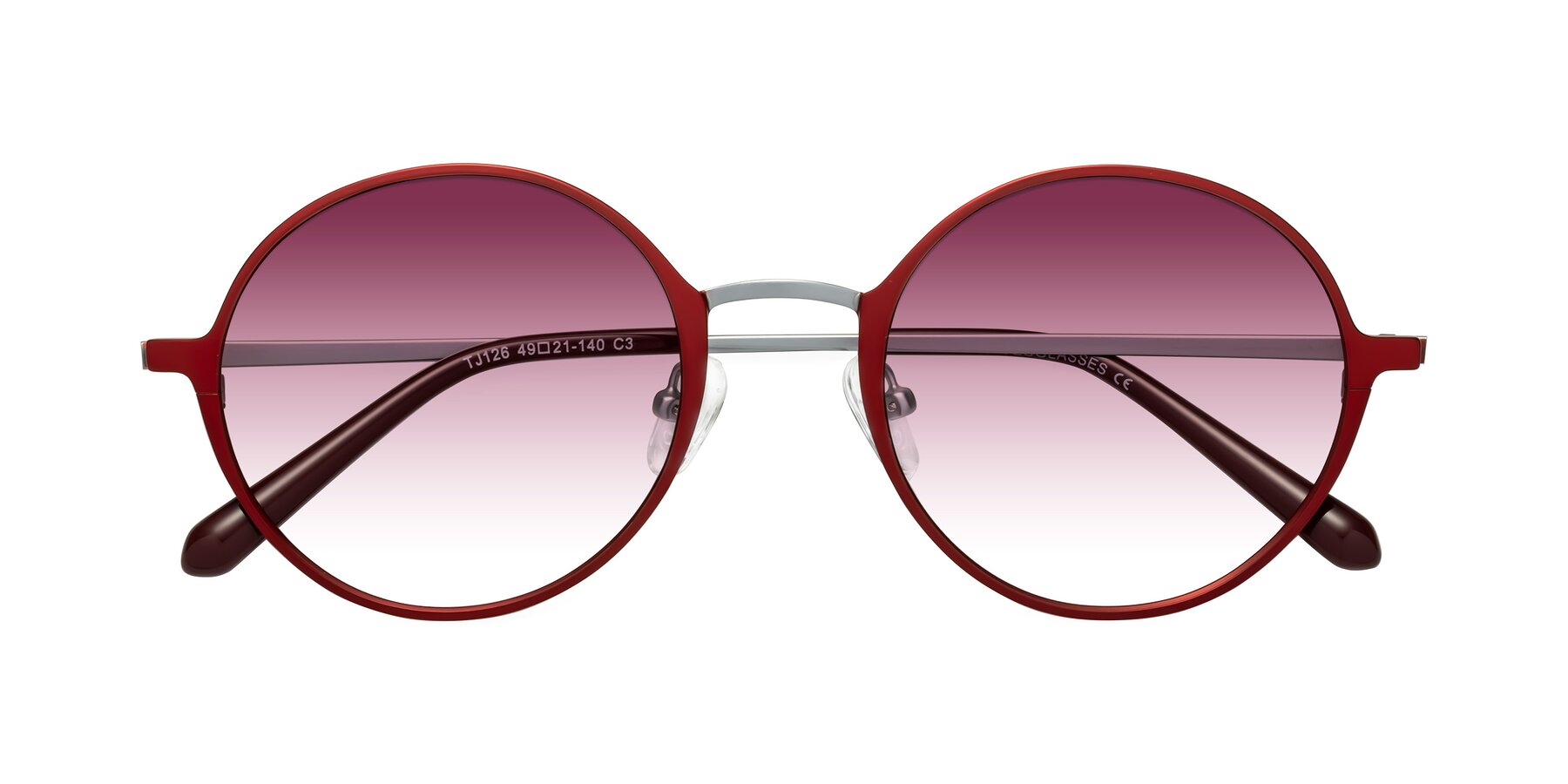 Folded Front of Calloway in Wine-Silver with Wine Gradient Lenses