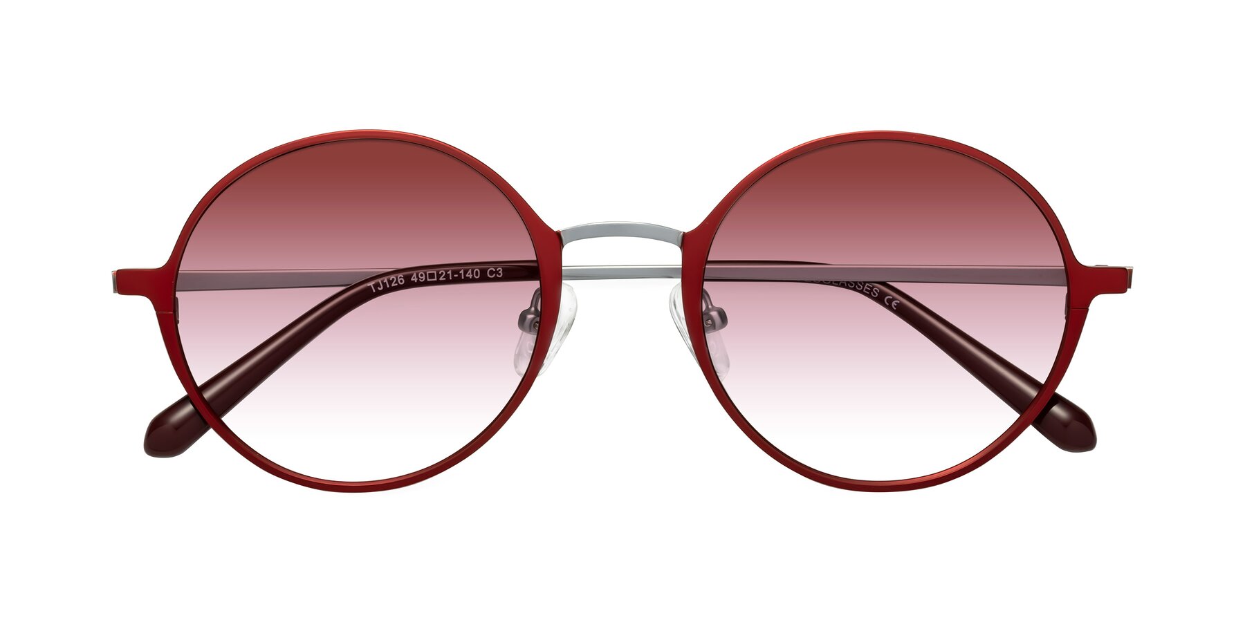 Folded Front of Calloway in Wine-Silver with Garnet Gradient Lenses