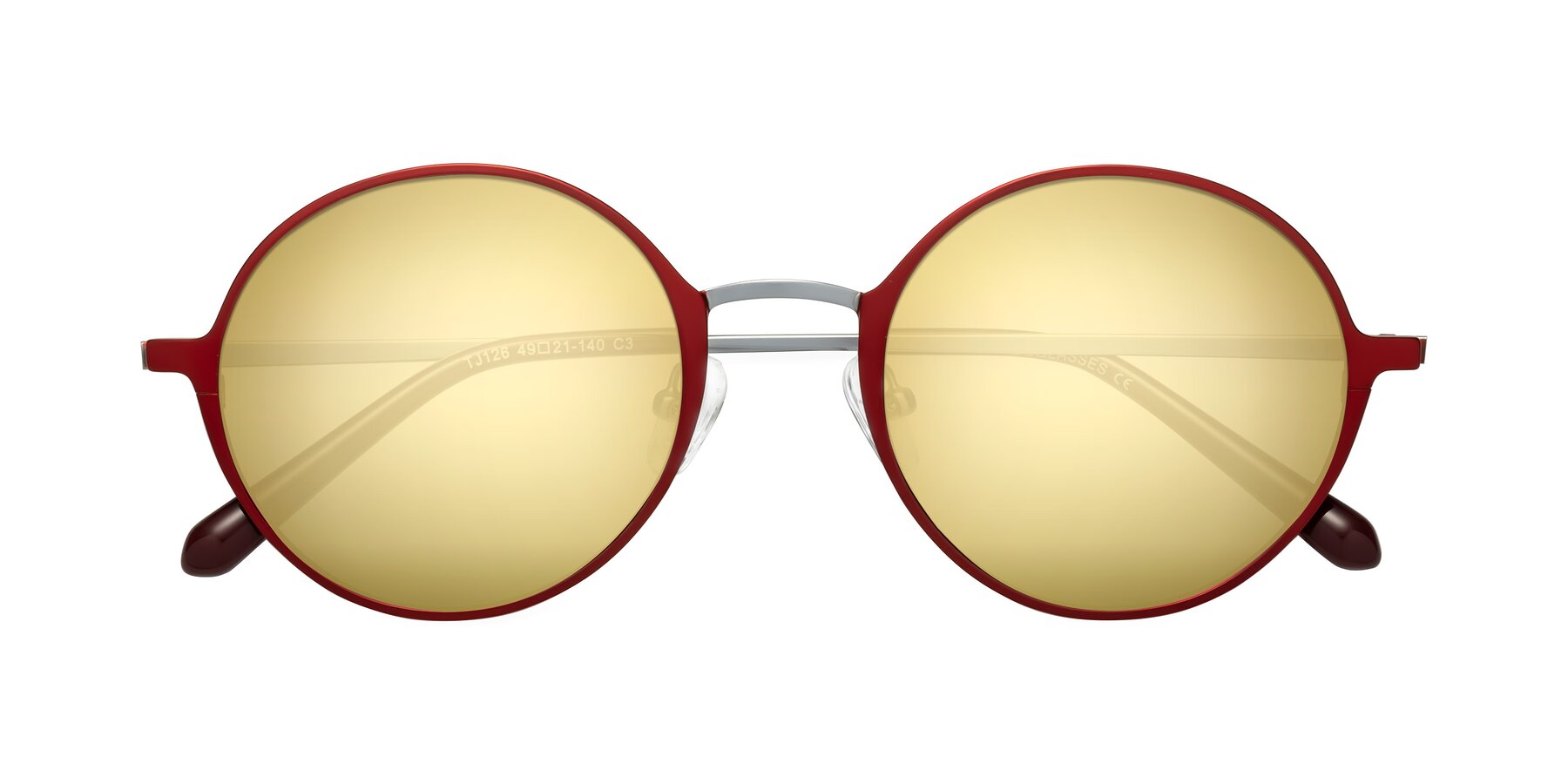 Folded Front of Calloway in Wine-Silver with Gold Mirrored Lenses