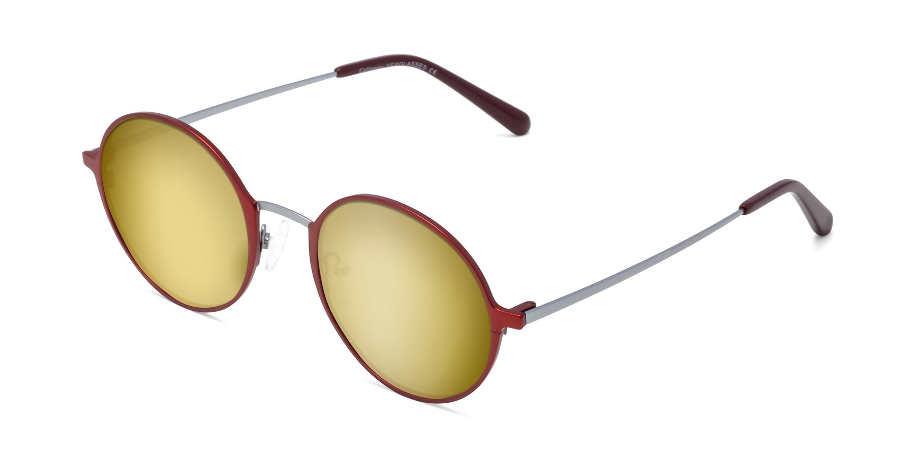 Angle of Calloway in Wine-Silver with Gold Mirrored Lenses