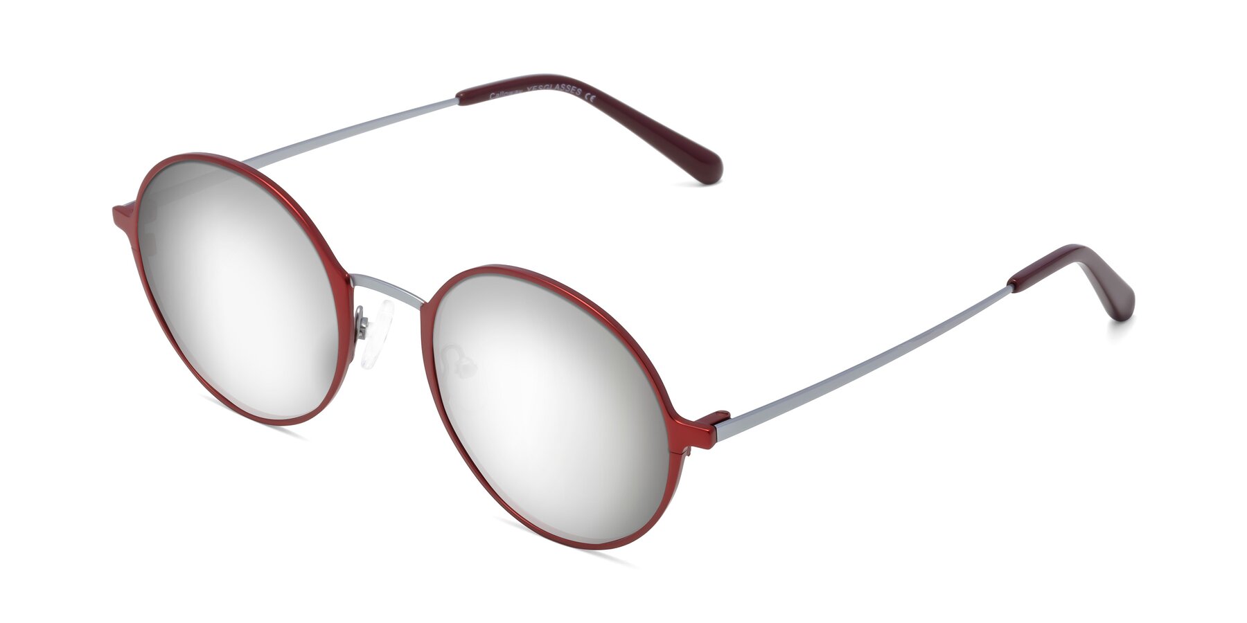 Angle of Calloway in Wine-Silver with Silver Mirrored Lenses