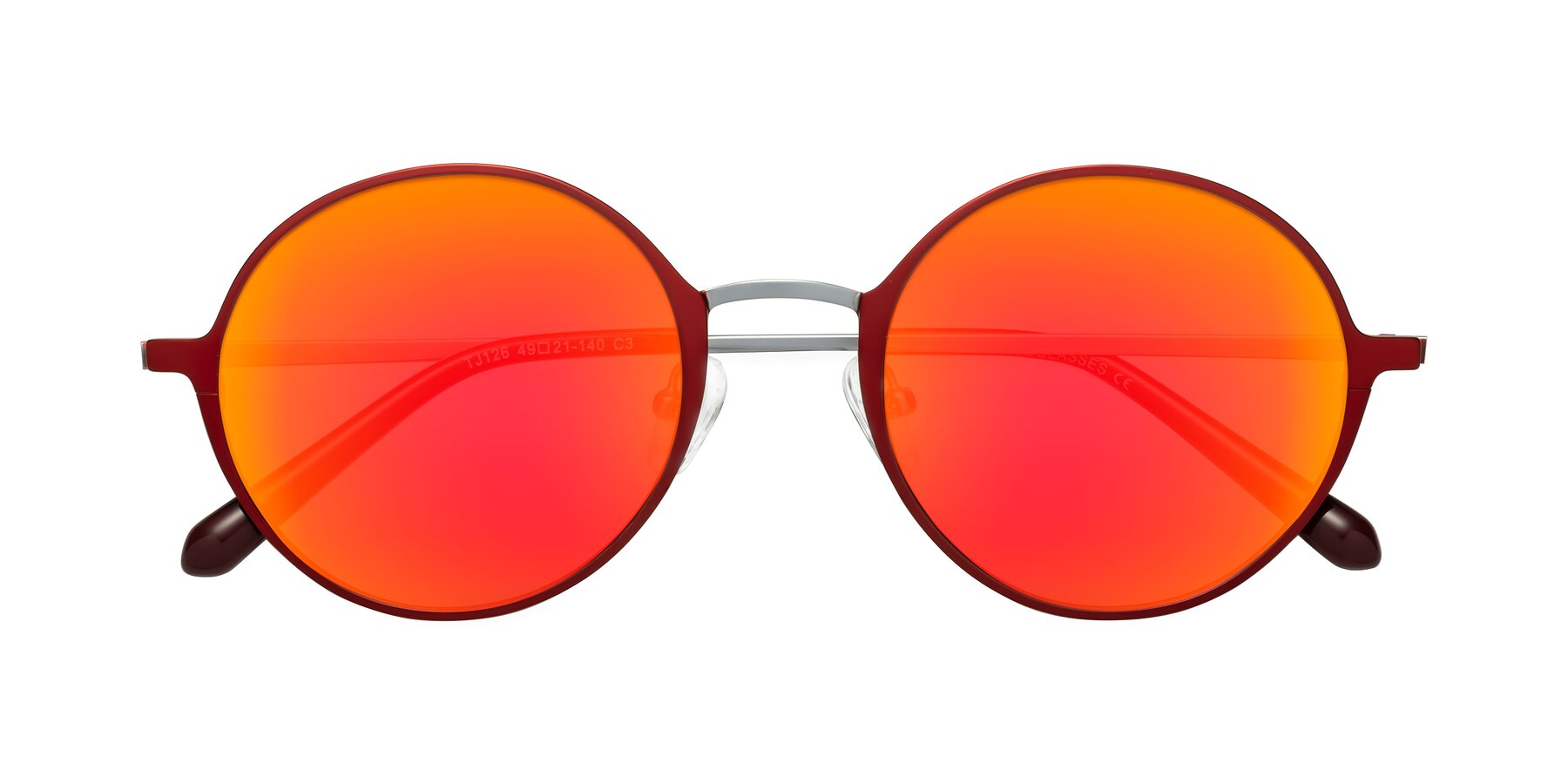 Folded Front of Calloway in Wine-Silver with Red Gold Mirrored Lenses