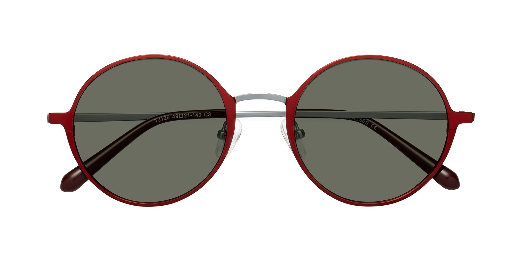 Folded Front of Calloway in Wine-Silver with Gray Polarized Lenses