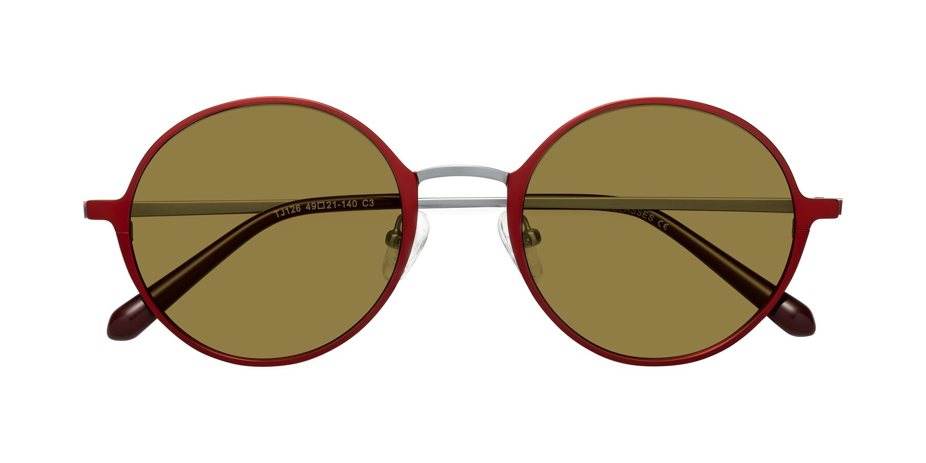 Folded Front of Calloway in Wine-Silver with Brown Polarized Lenses