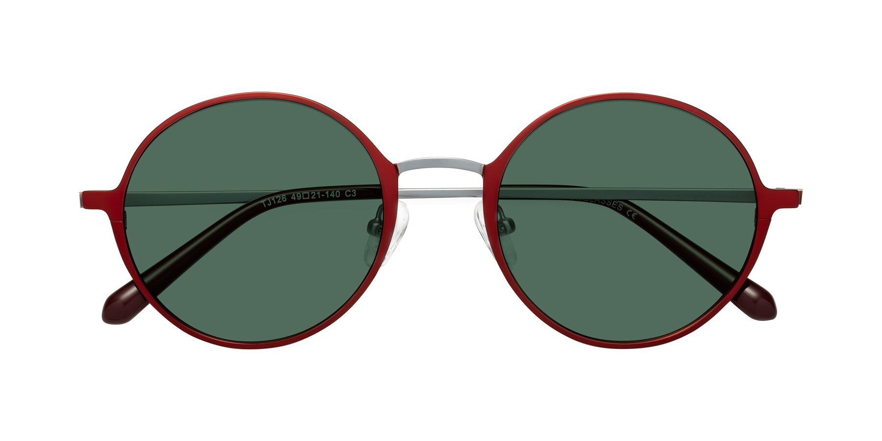 Folded Front of Calloway in Wine-Silver with Green Polarized Lenses