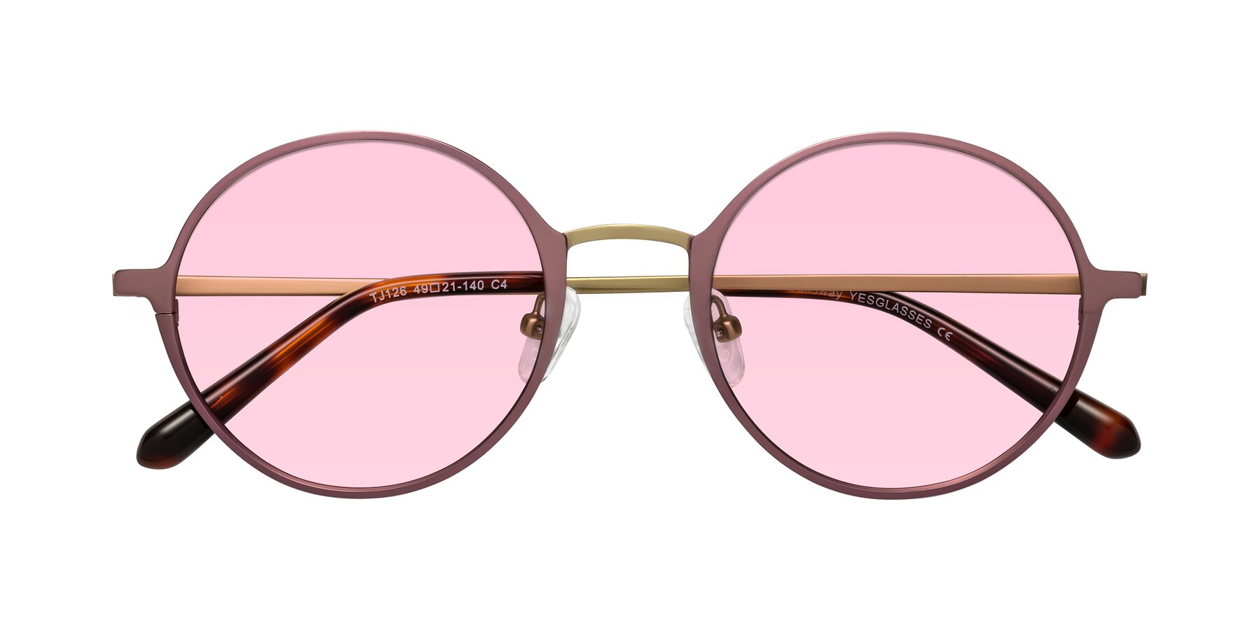 Folded Front of Calloway in Violet-Copper with Light Pink Tinted Lenses