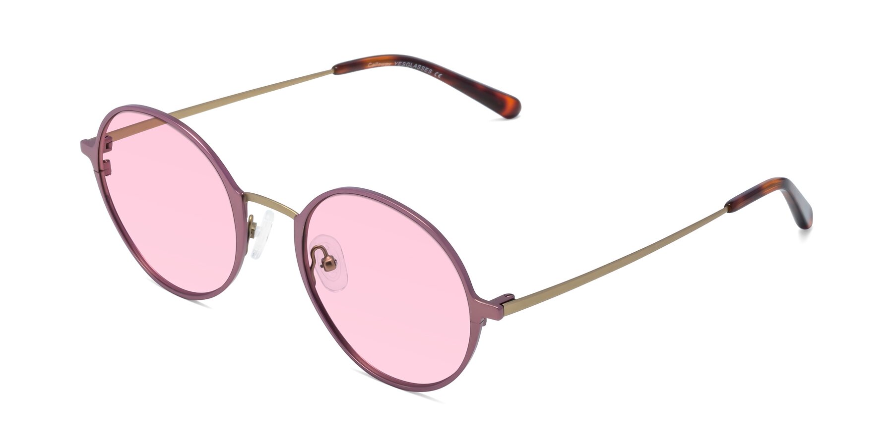 Angle of Calloway in Violet-Copper with Light Pink Tinted Lenses