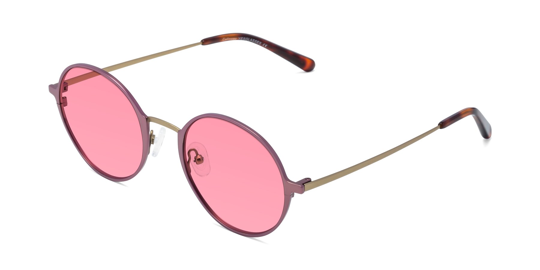 Angle of Calloway in Violet-Copper with Pink Tinted Lenses