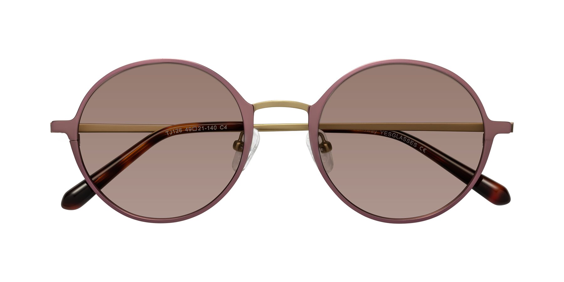 Folded Front of Calloway in Violet-Copper with Medium Brown Tinted Lenses