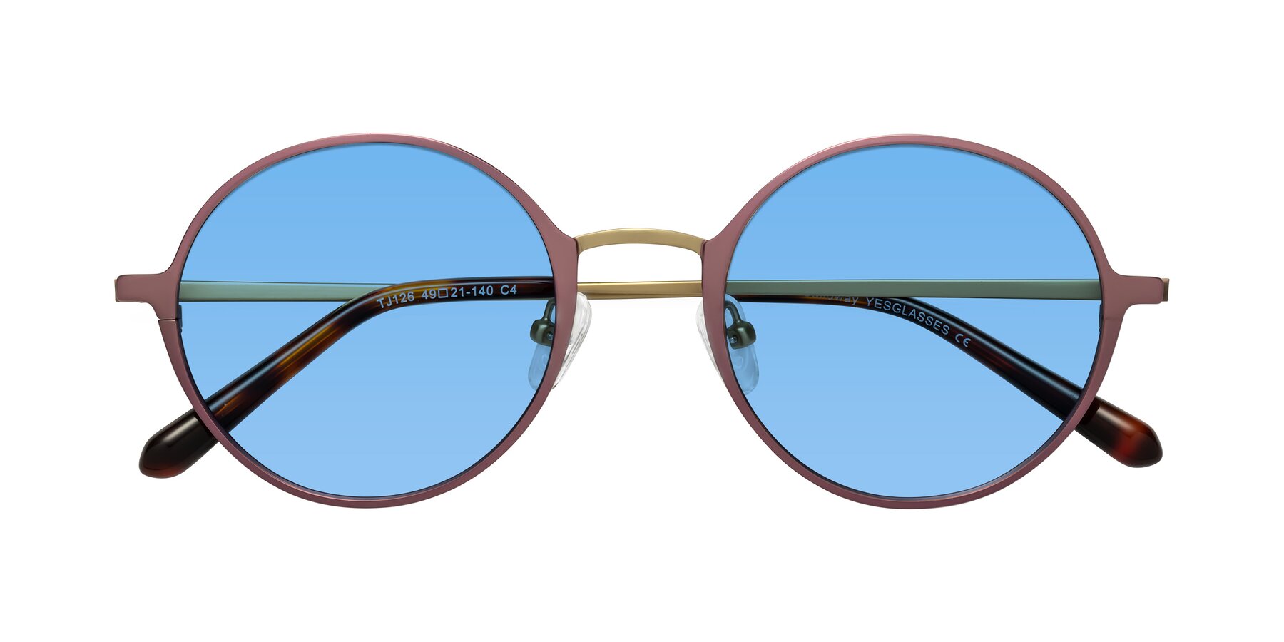 Folded Front of Calloway in Violet-Copper with Medium Blue Tinted Lenses