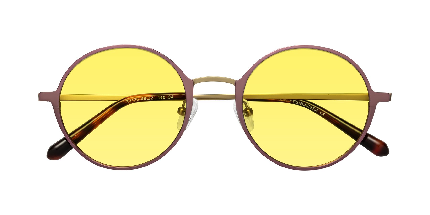 Folded Front of Calloway in Violet-Copper with Medium Yellow Tinted Lenses