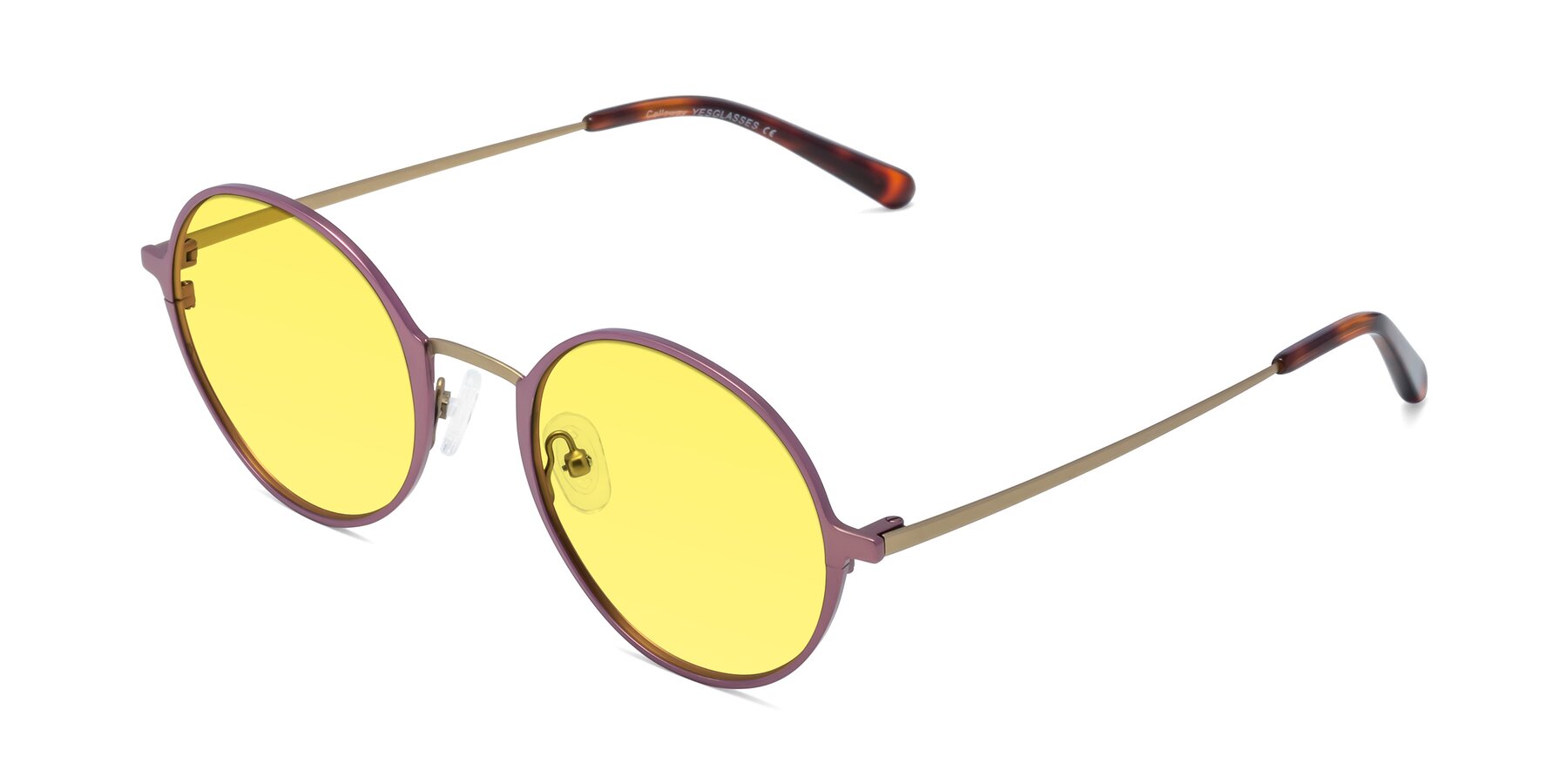 Angle of Calloway in Violet-Copper with Medium Yellow Tinted Lenses